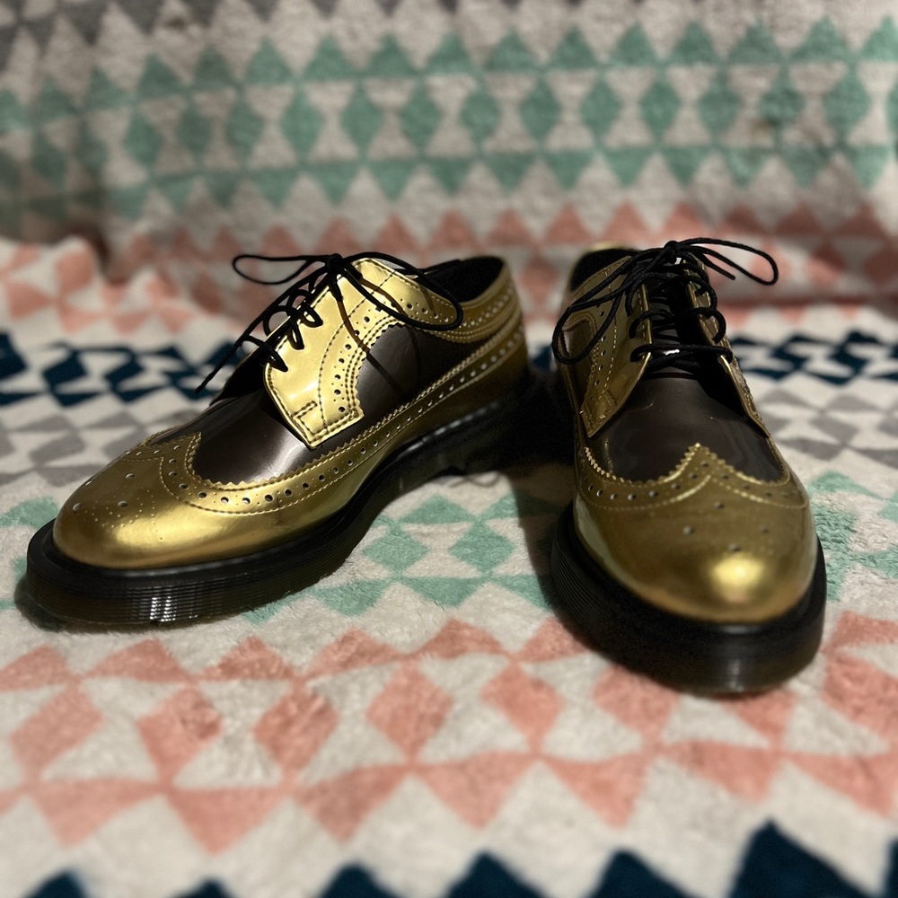 Dr Martens Doc Martens US8 UK6 EU39 3989 Brogue Wingtip Oxford Gold Platforms